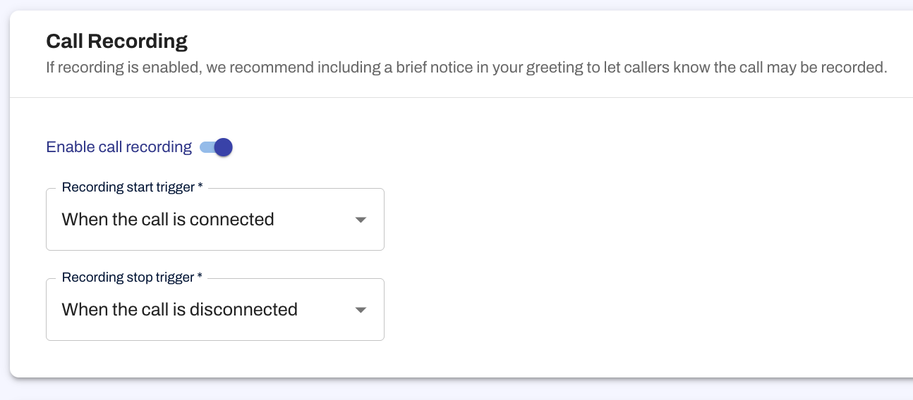 Replify AI call recording -- Better control over call recordings and live transfersPhone Settings now give you clearer control over call recordings. You can turn recordings on or off and choose to automatically stop recordings when a live transfer occurs.