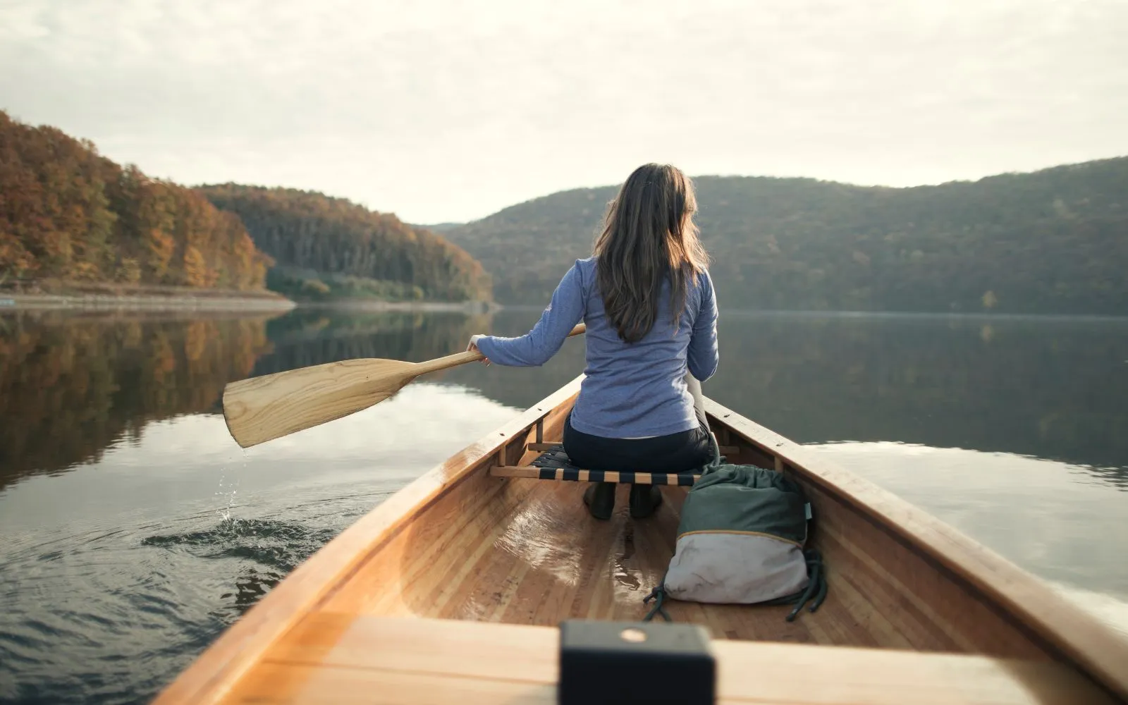woman in canoe