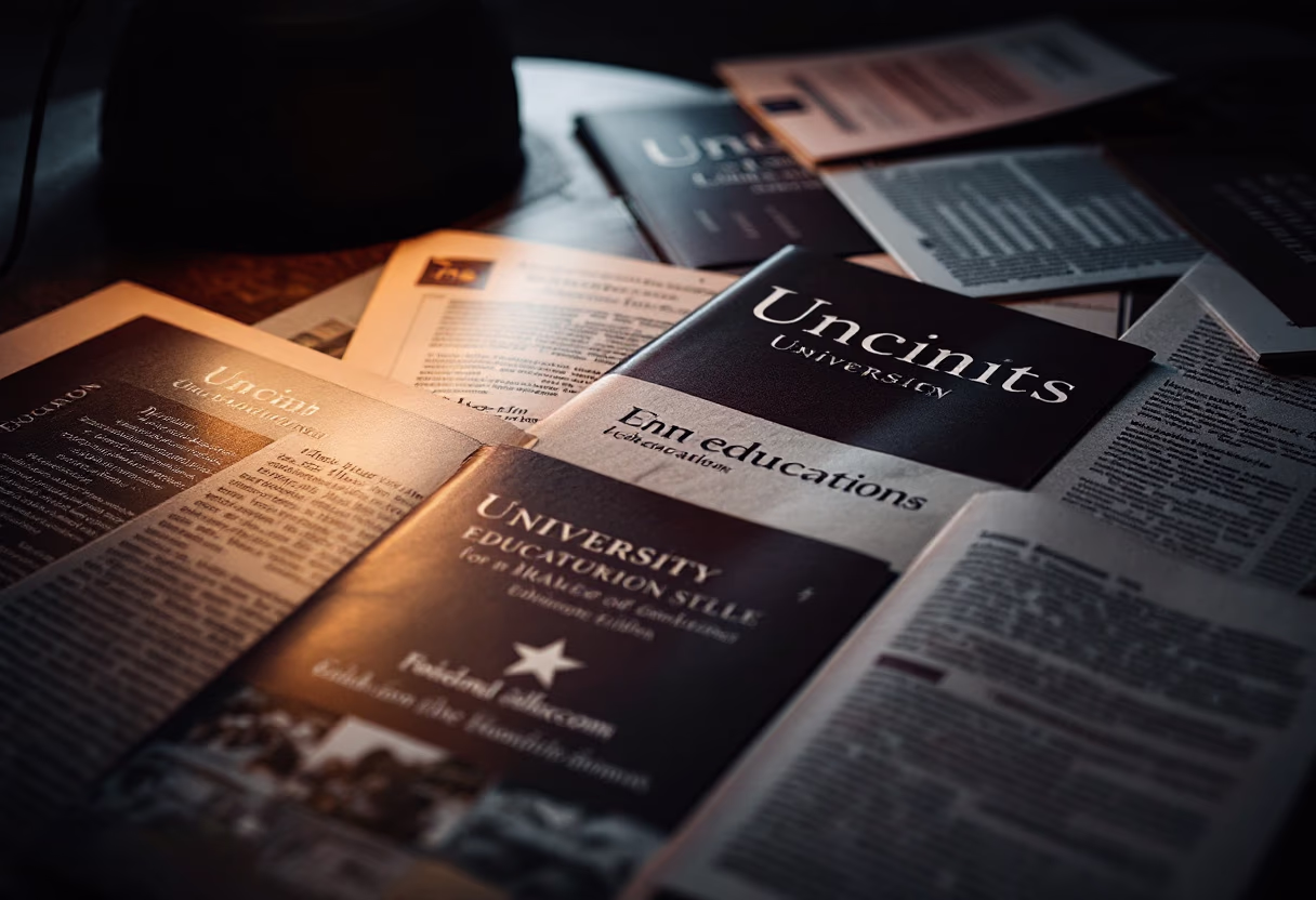 [background image] image of educational brochures (for a university)