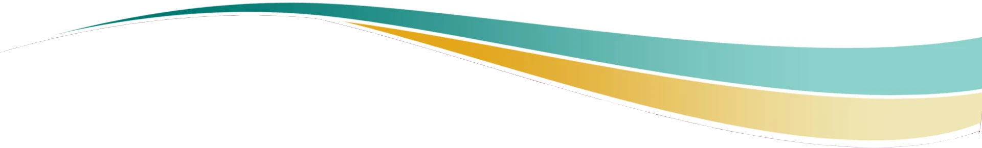 Abstract teal and gold curving waves on a white background.