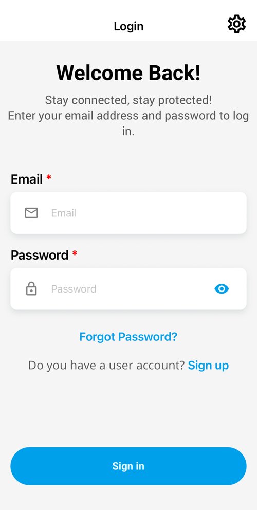 Texecom Connect sign in screen