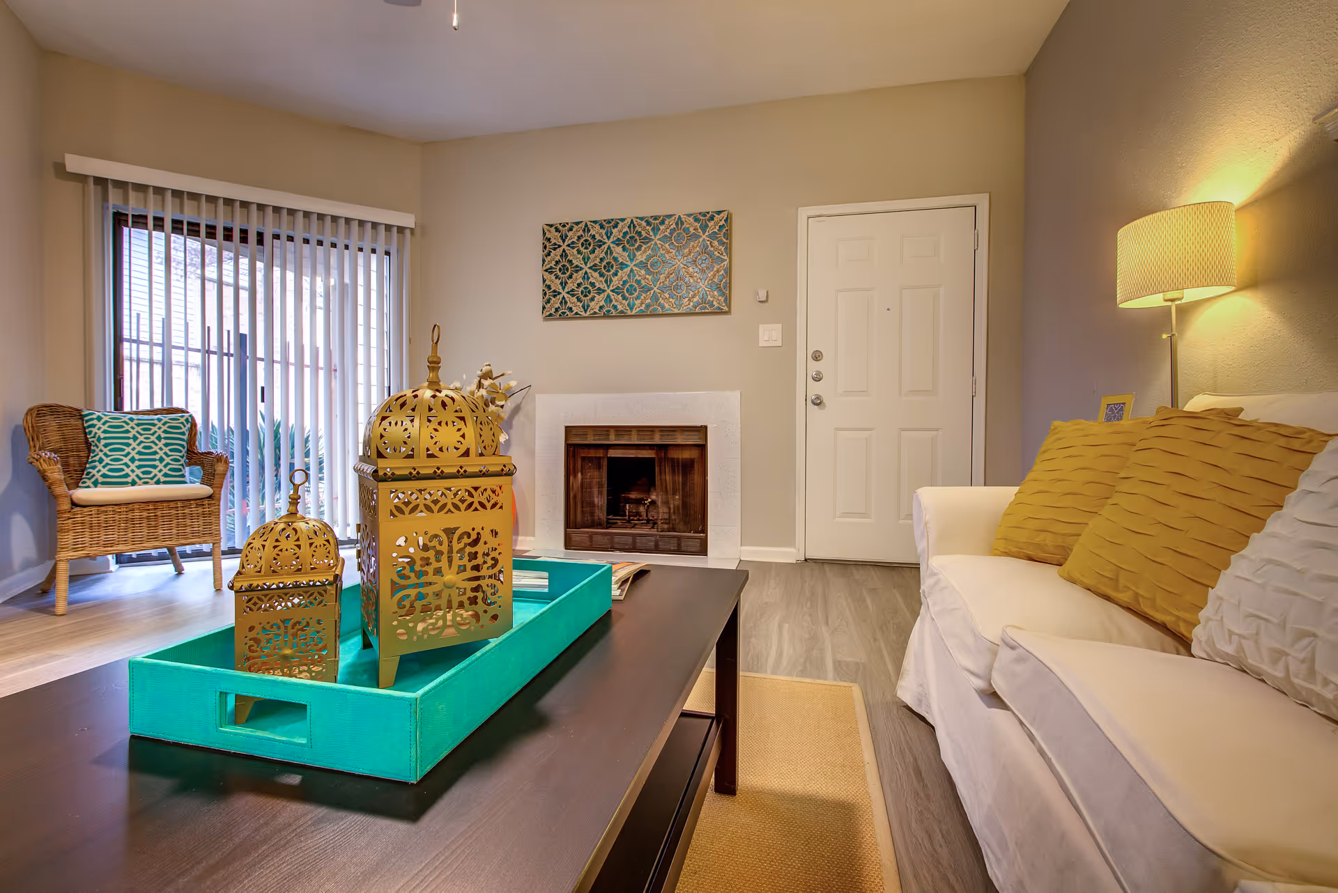 Living room with fireplace