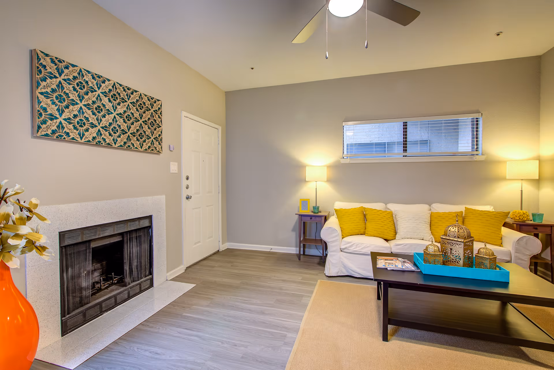Living room with fireplace
