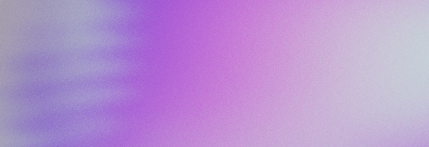 Gradient background blending from purple on the left to light lavender on the right with a grainy texture.