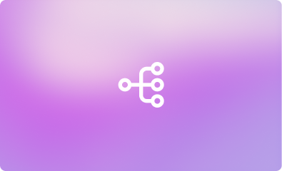 White network connection icon with four nodes on a purple gradient background.