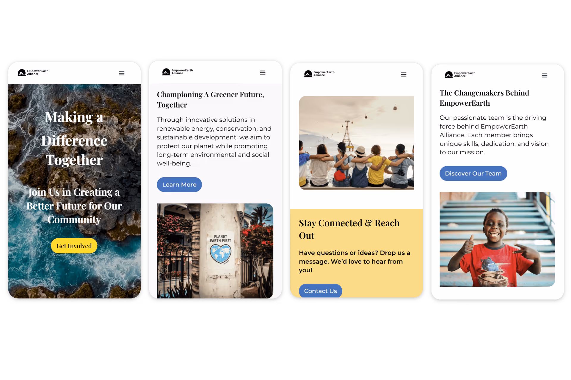Multiple website pages featured on mobile screens