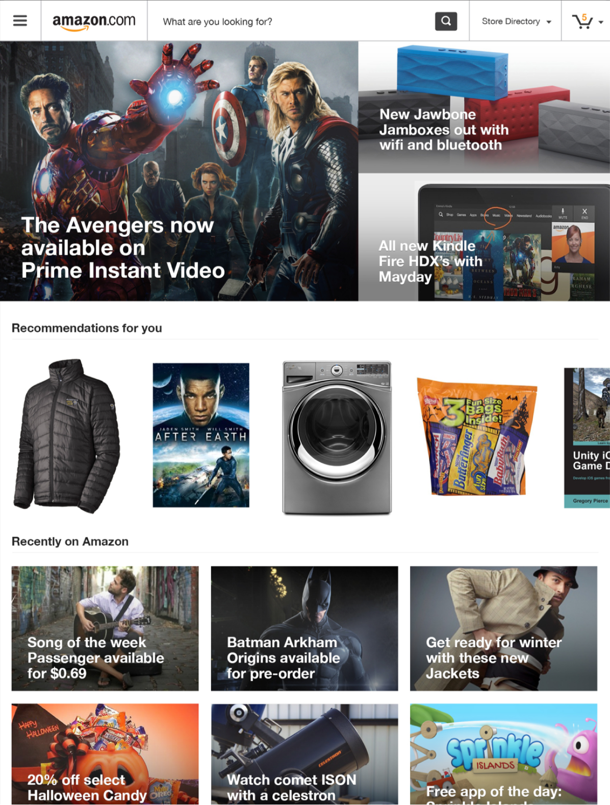 Amazon's Tablet App home page design