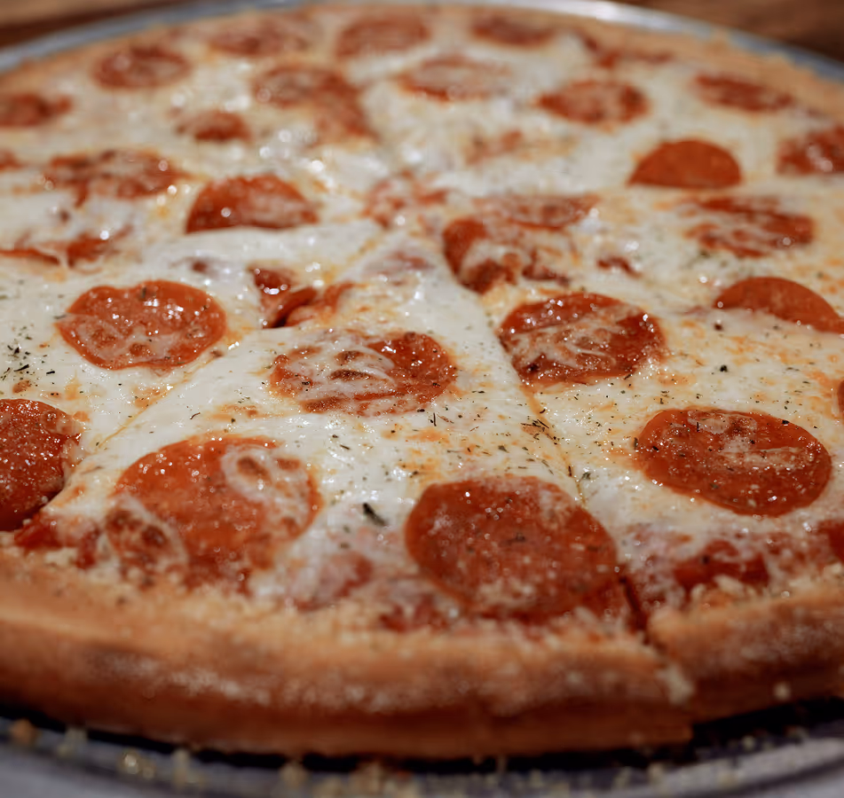 Large pepperoni pizza.