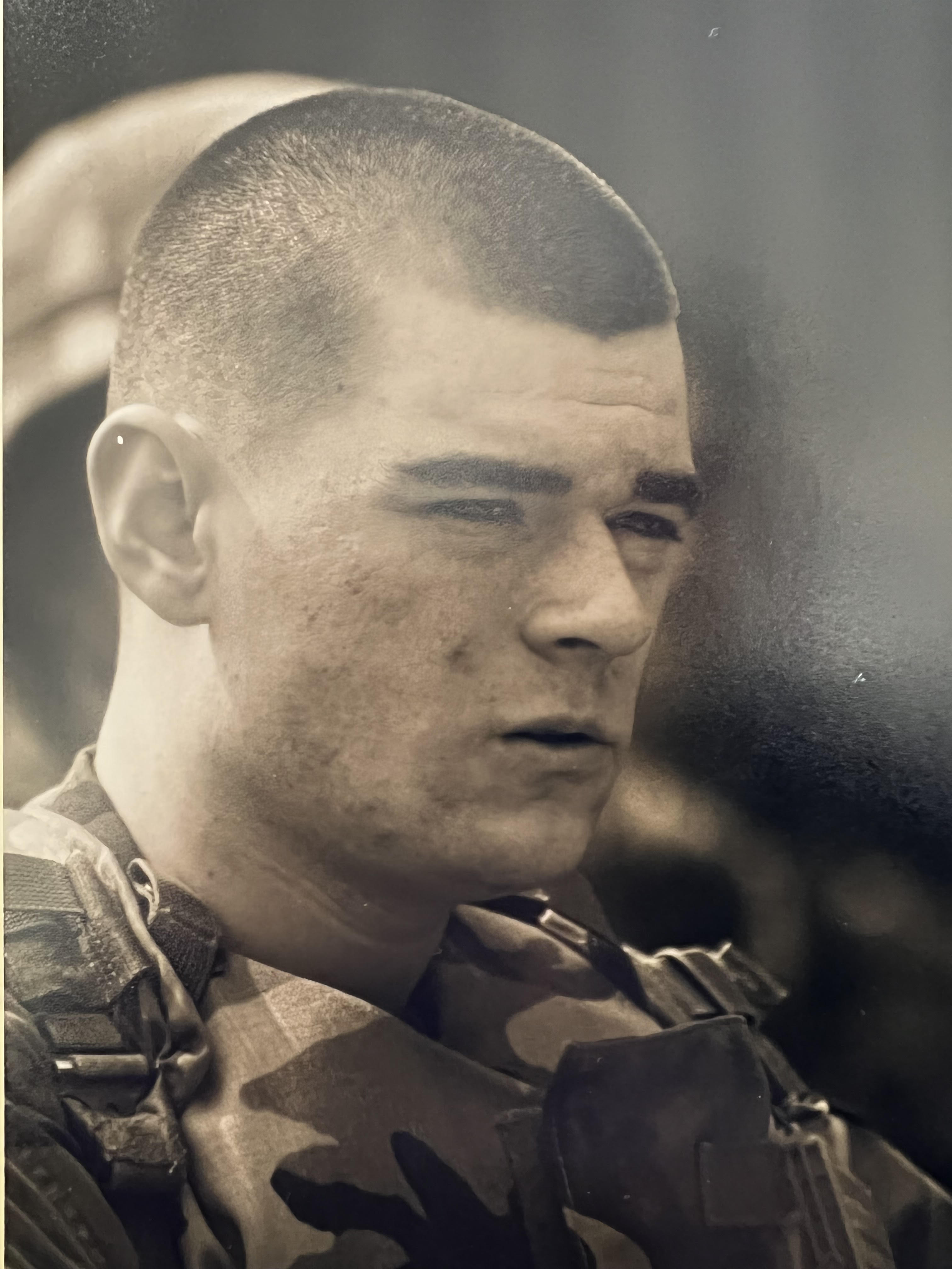 Matt Chiaverotti sitting down receiving treatment with wife Sara.