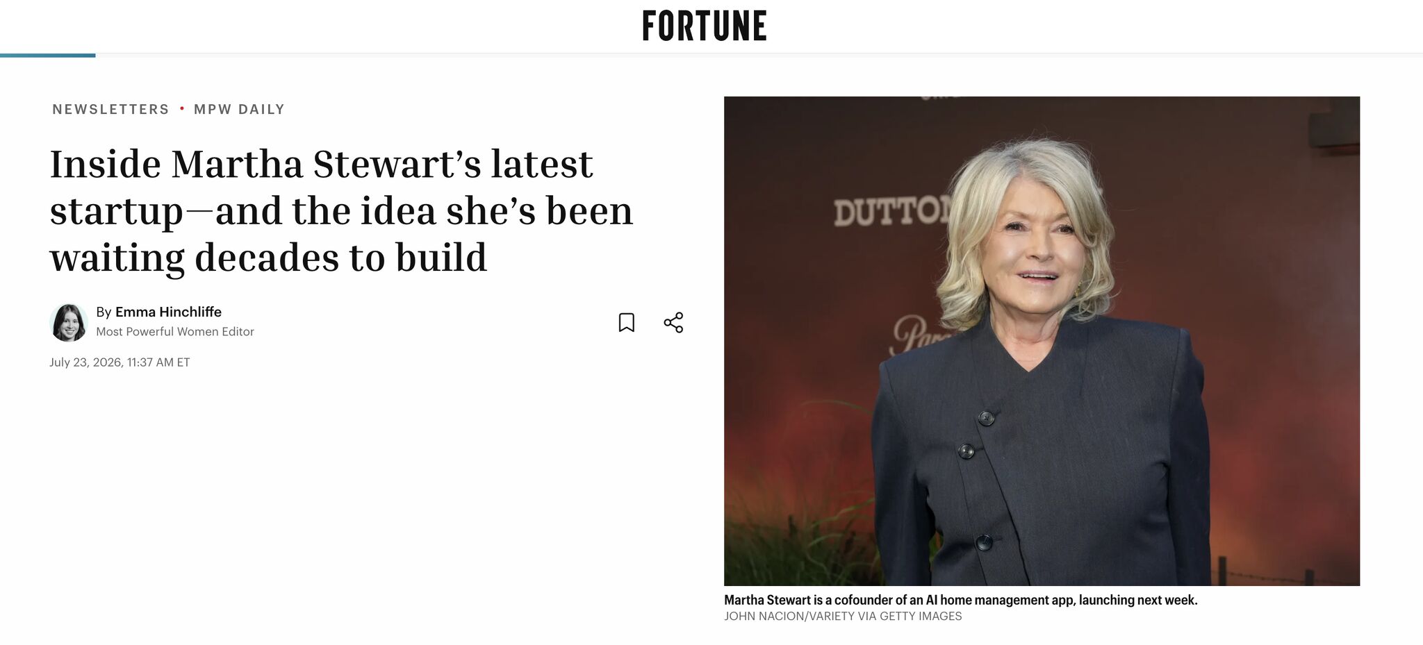 Fortune: Inside Martha Stewart’s latest startup—and the idea she’s been waiting decades to build