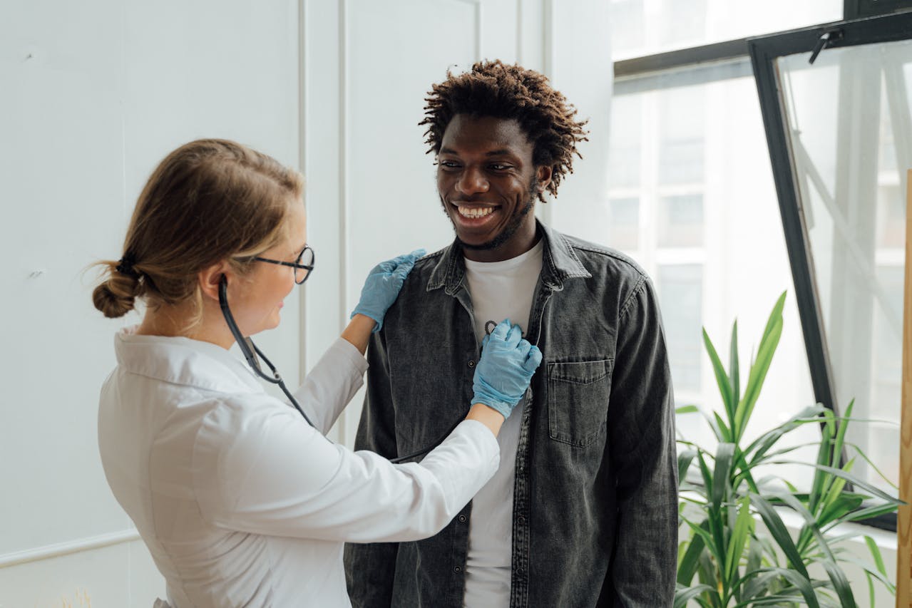 Patient getting checkup from doctor's office