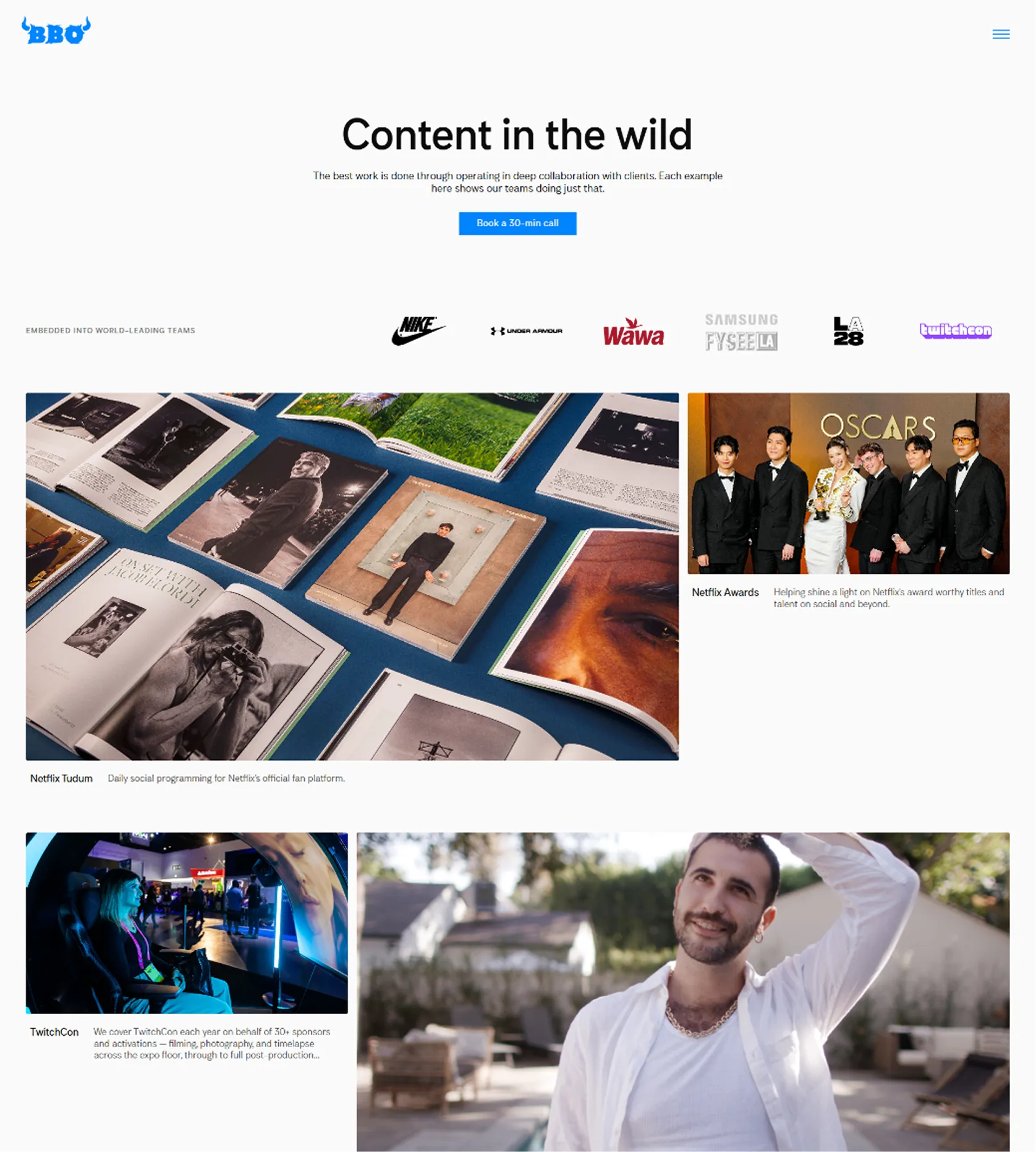 Screenshot of the Big Blue Ox website, designed and developed by Pancake.