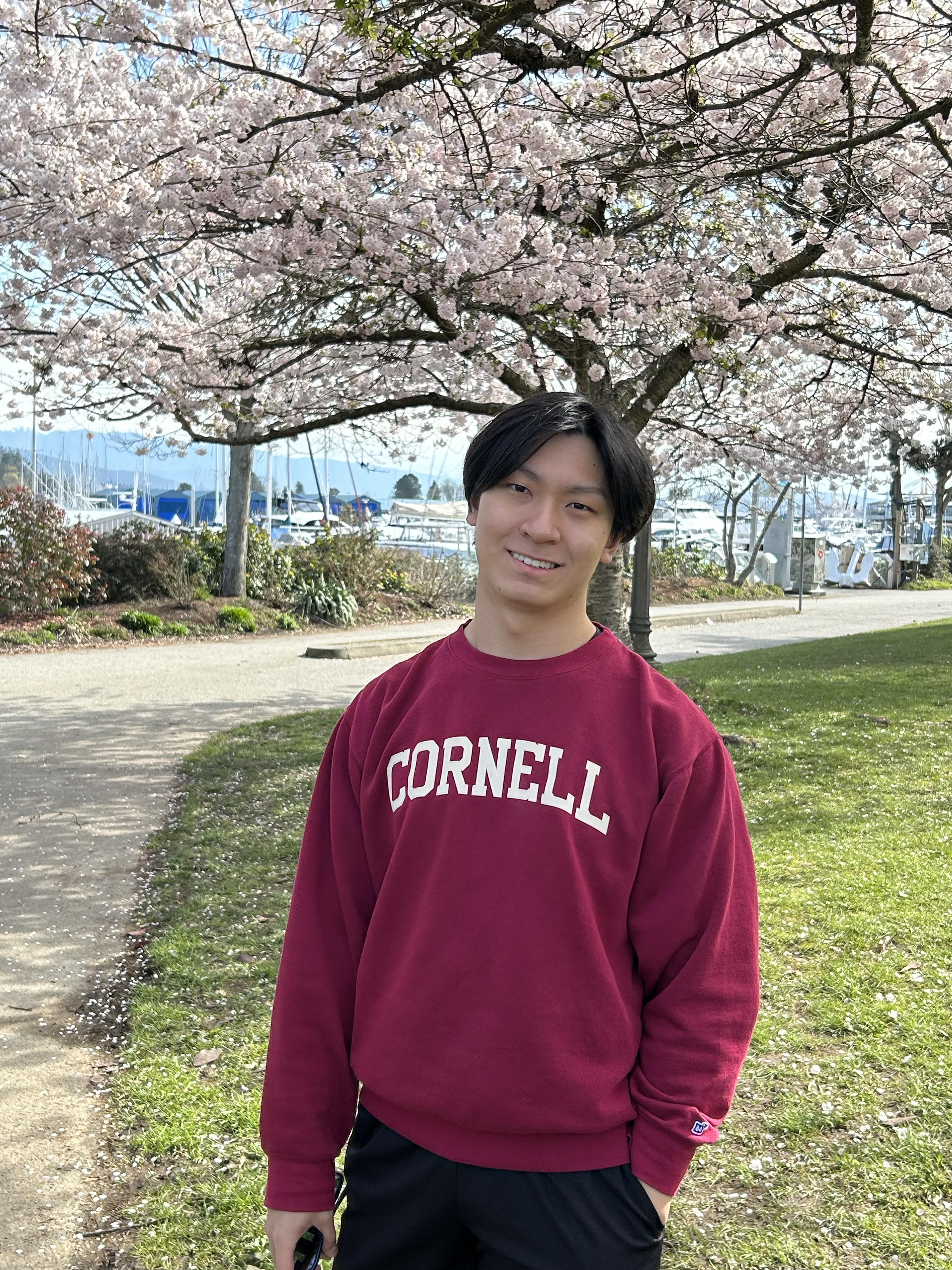 A picture of your counselor Kevin in a Cornell sweatshirt.