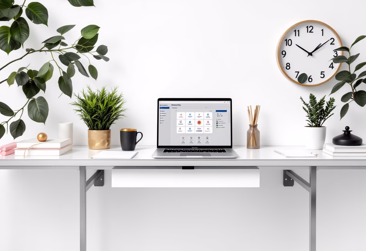 a modern workspace for a productivity tools business [background image]