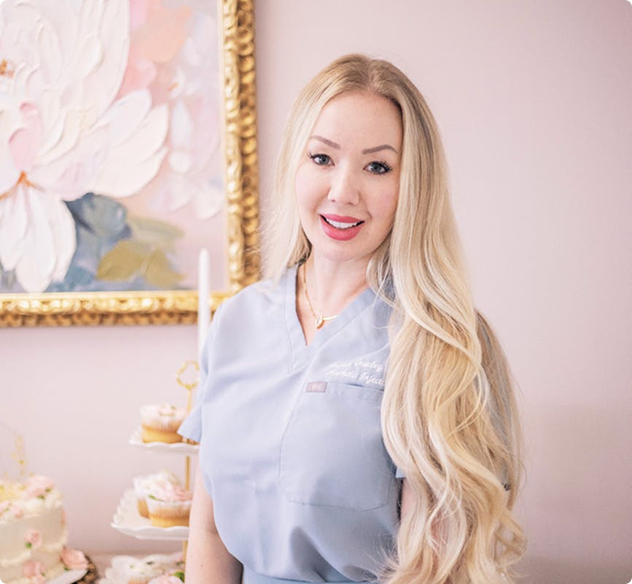 Person receiving cosmetic injection treatment