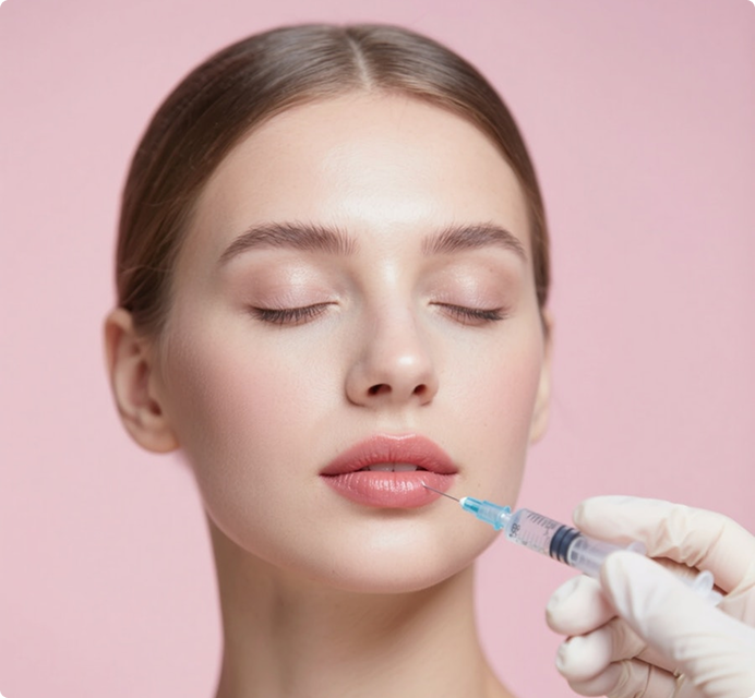 Person receiving cosmetic injection treatment