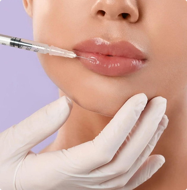 Person receiving cosmetic injection treatment