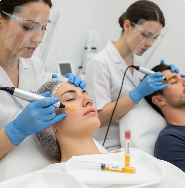 Person receiving cosmetic injection treatment