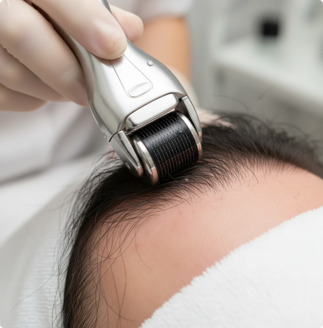 Person receiving cosmetic injection treatment