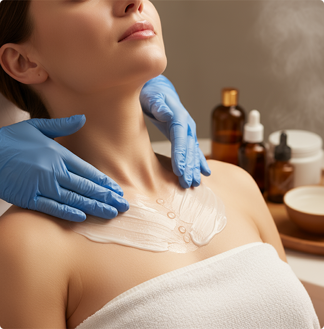 Person receiving cosmetic injection treatment