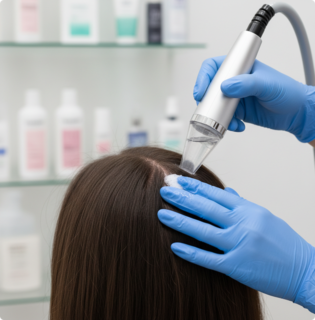 Person receiving cosmetic injection treatment