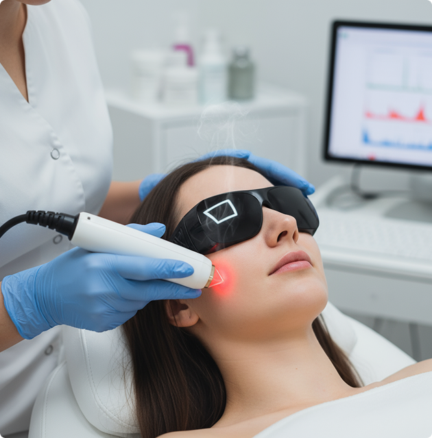 Person receiving cosmetic injection treatment