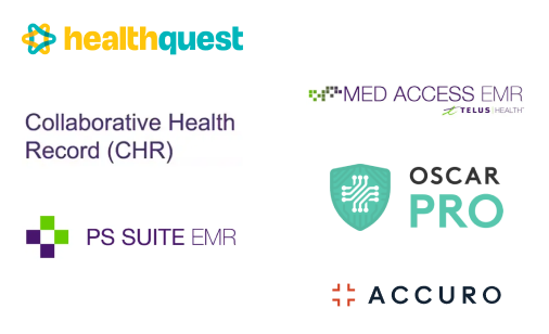 Logos of supported Canadian electronic health record systems