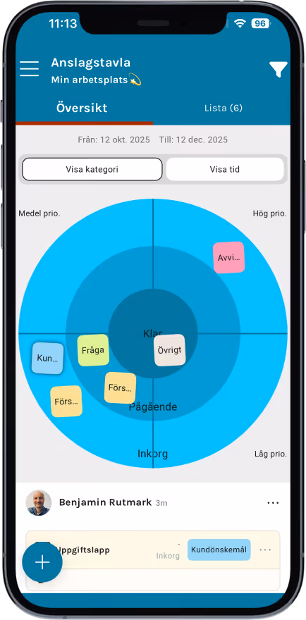 mobil som demonstrerar appens funktioner