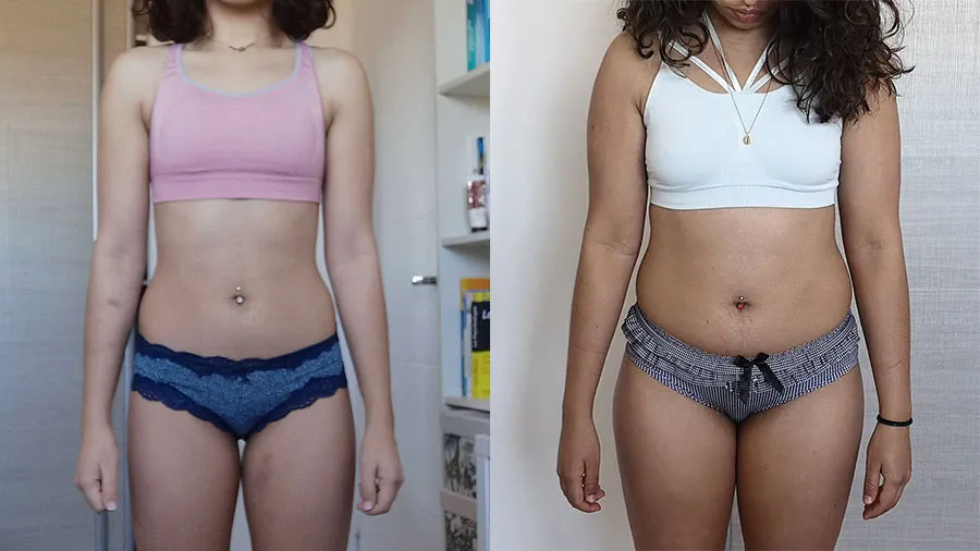 Avant-apres déficit calorique femme qui a perdu des hanches