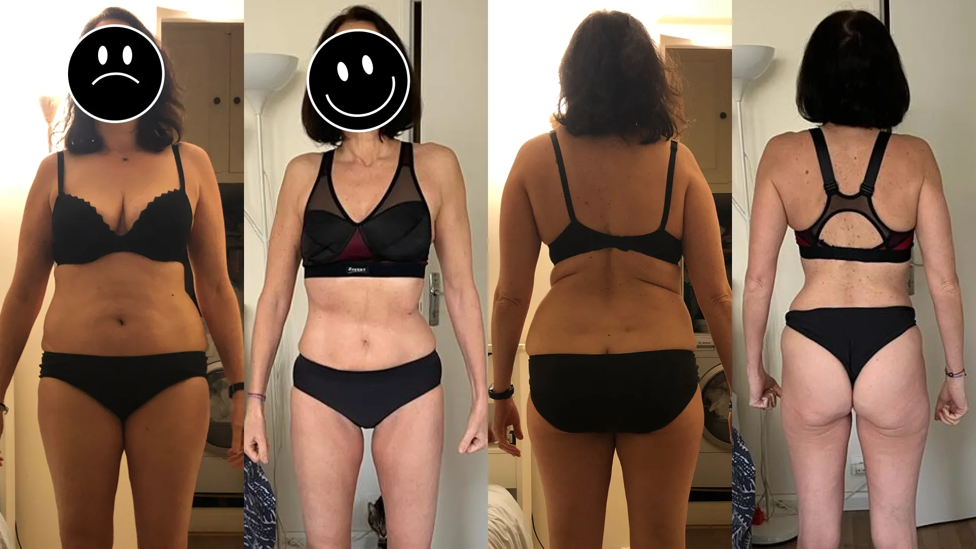 Photo avant-après après d'une femme qui a perdu 10 kilos à 50 ans