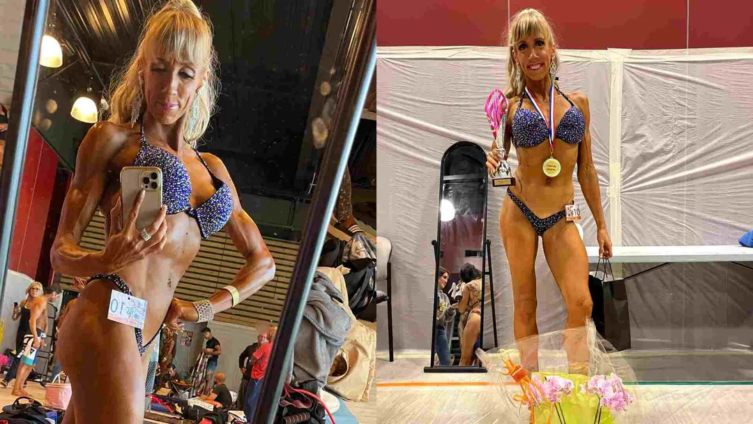 Deux photos d’Isabelle qui grâce à son programme de sèche pour femme a obtenu la deuxième place lors de la compétition de bikini fitness l’Open des CorsairesQue de chemin parcouru entre le moment ou elle a réservé son appel découverte pour discuter avec moi et cette photo