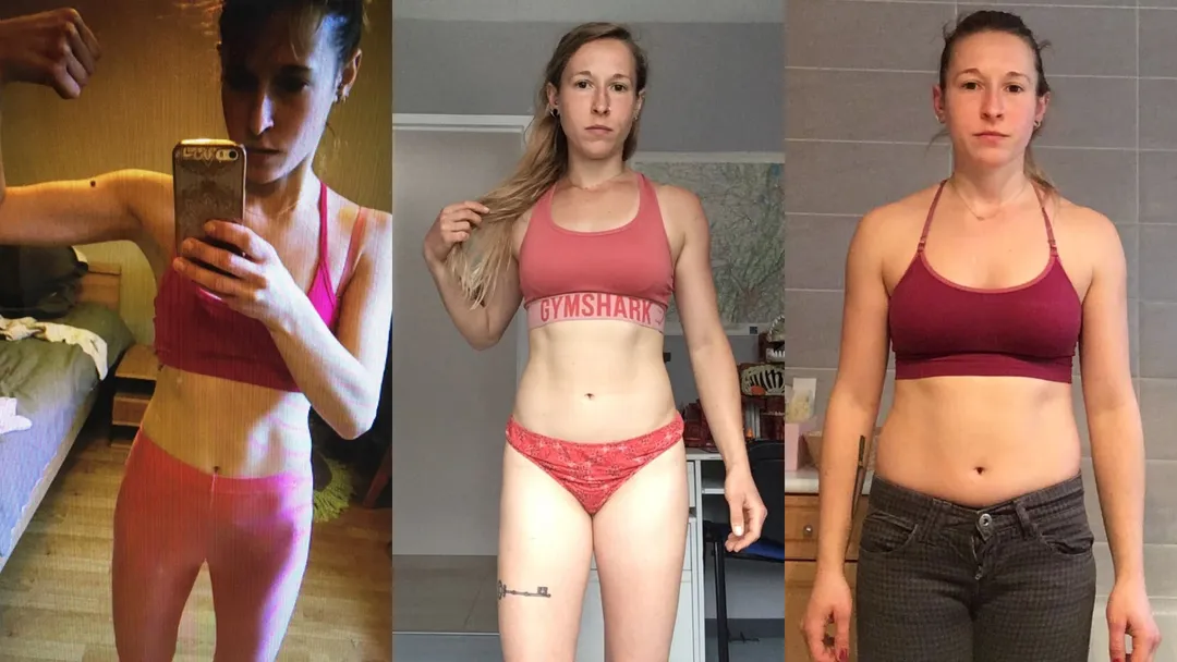 Before/after of muscle gain in a 30-year-old woman