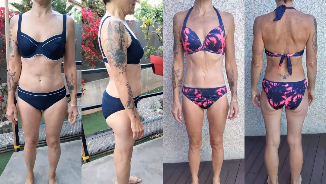 Transformation physique femme 50 ans, avant après