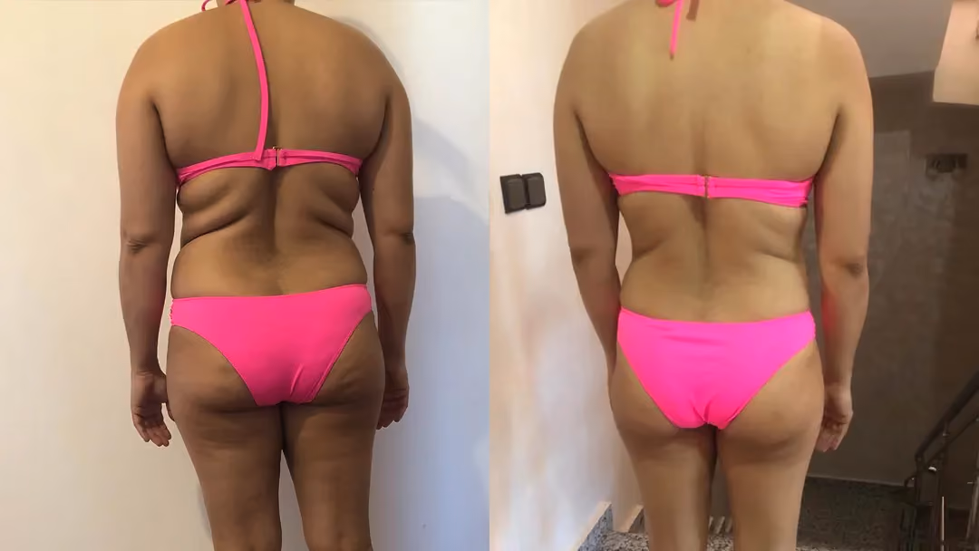 Lamya's before-and-after after 6 months of strength training