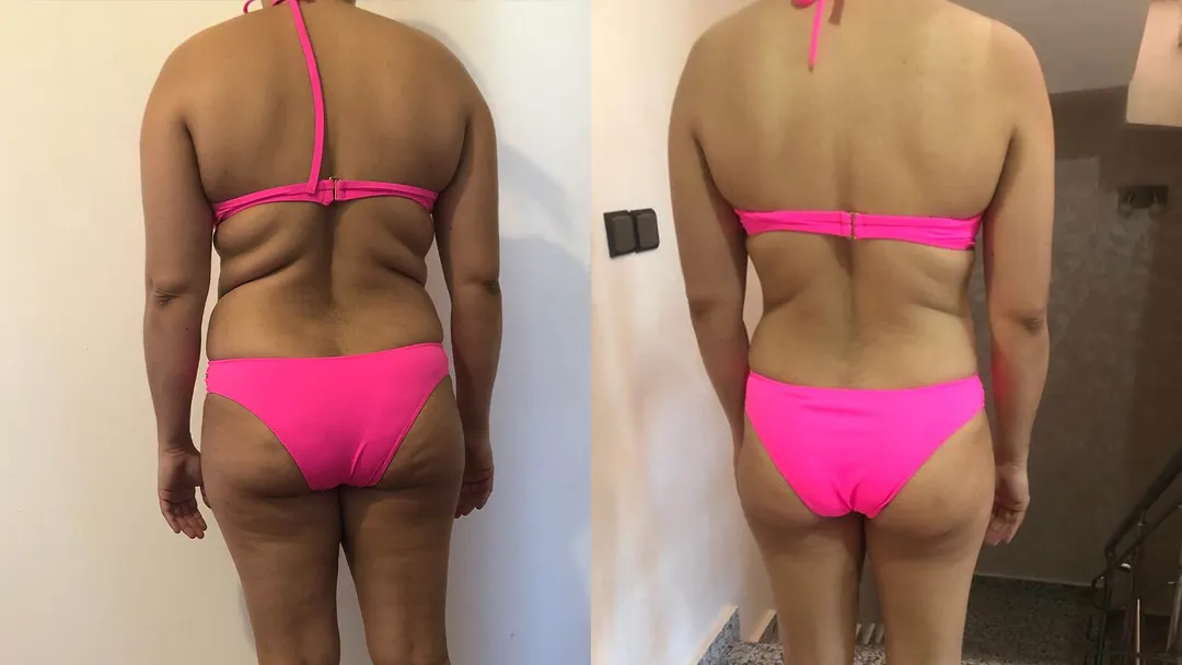 Lamya's before-and-after after 6 months of strength training