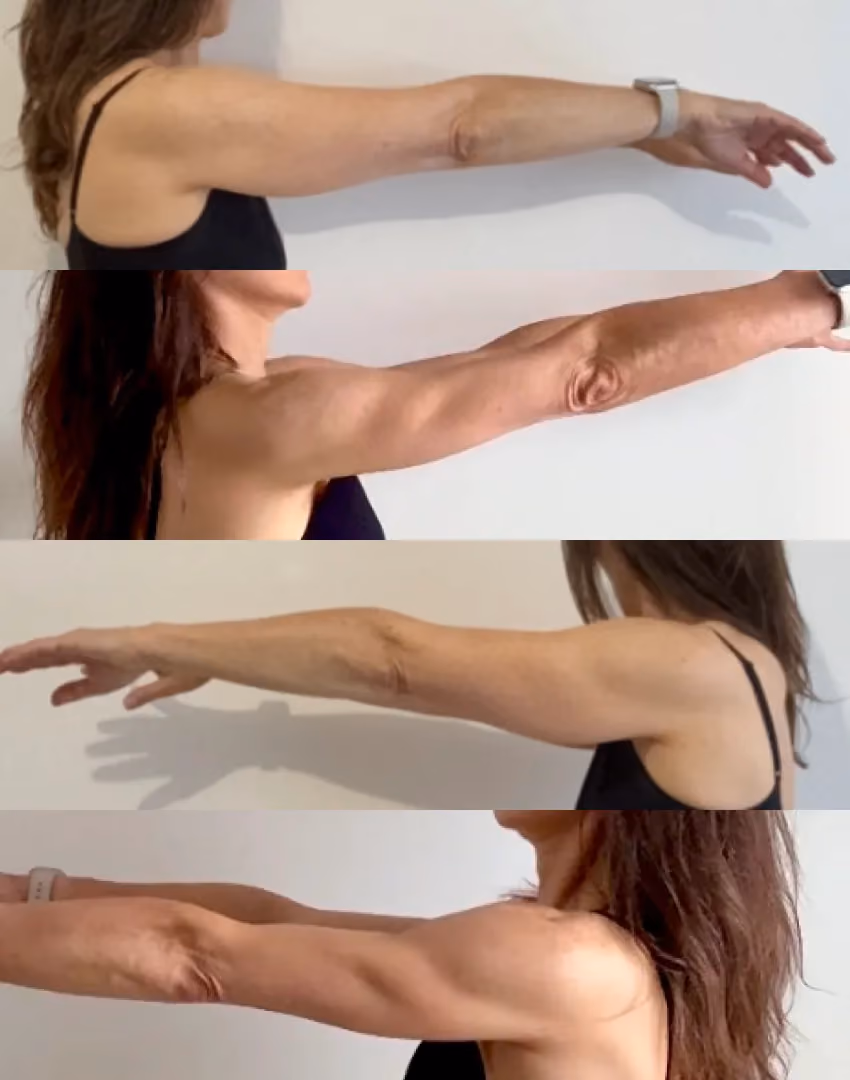 Femme de 40 ans aux bras fermes et musclés.