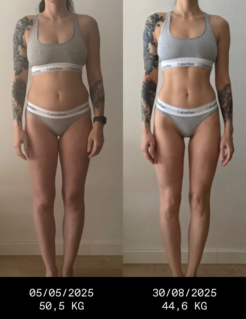 Perte de poids avant/après femme hypothyroïdie Hashimoto.