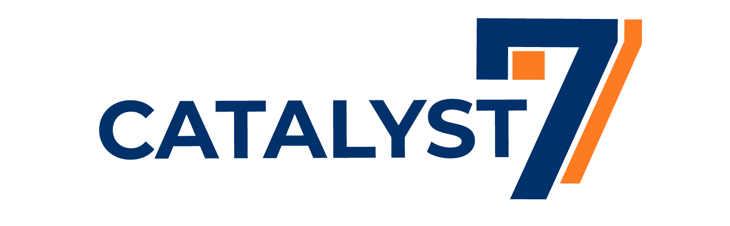 Catalyst 7 logo with the word CATALYST in blue and a stylized number 7 in blue and orange.
