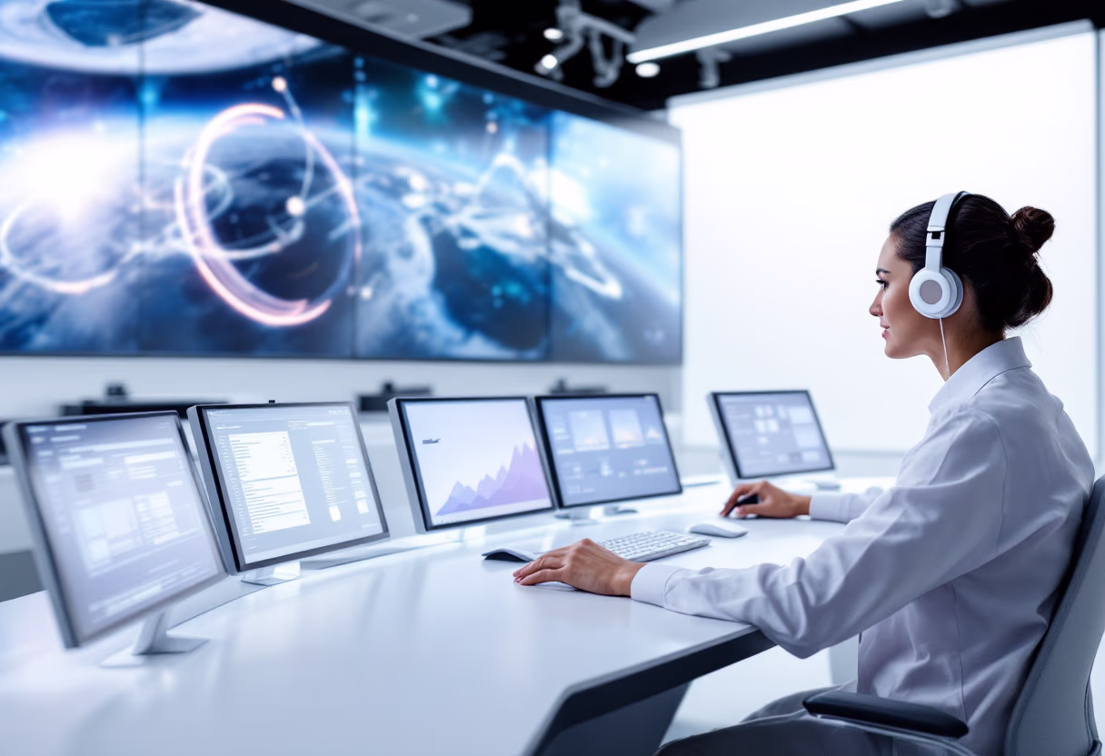 image of a satellite control room