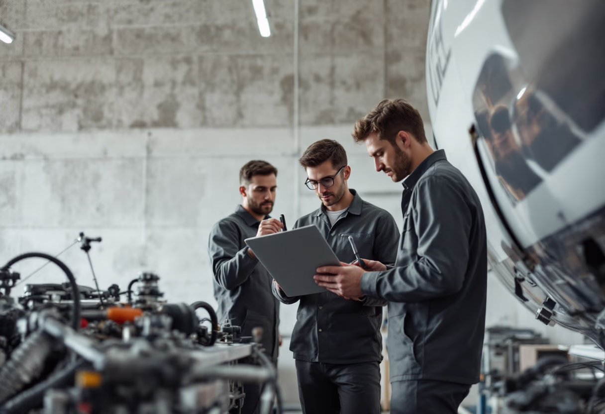 image of maintenance crew working on aircraft
