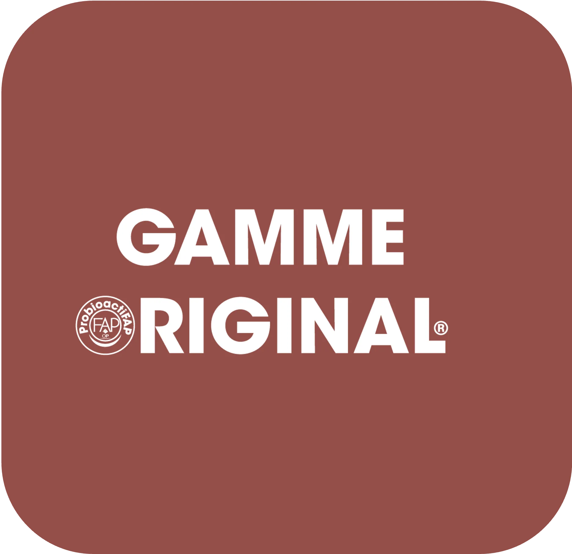Logo de la Gamme Original animaux d'elevage avec le label Probioactif FAP sur fond marron.