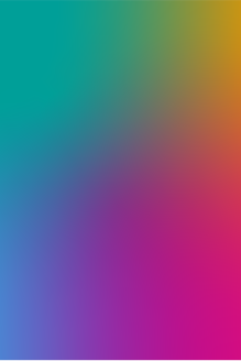 Gradient background blending teal, green, orange, purple, and pink colors.