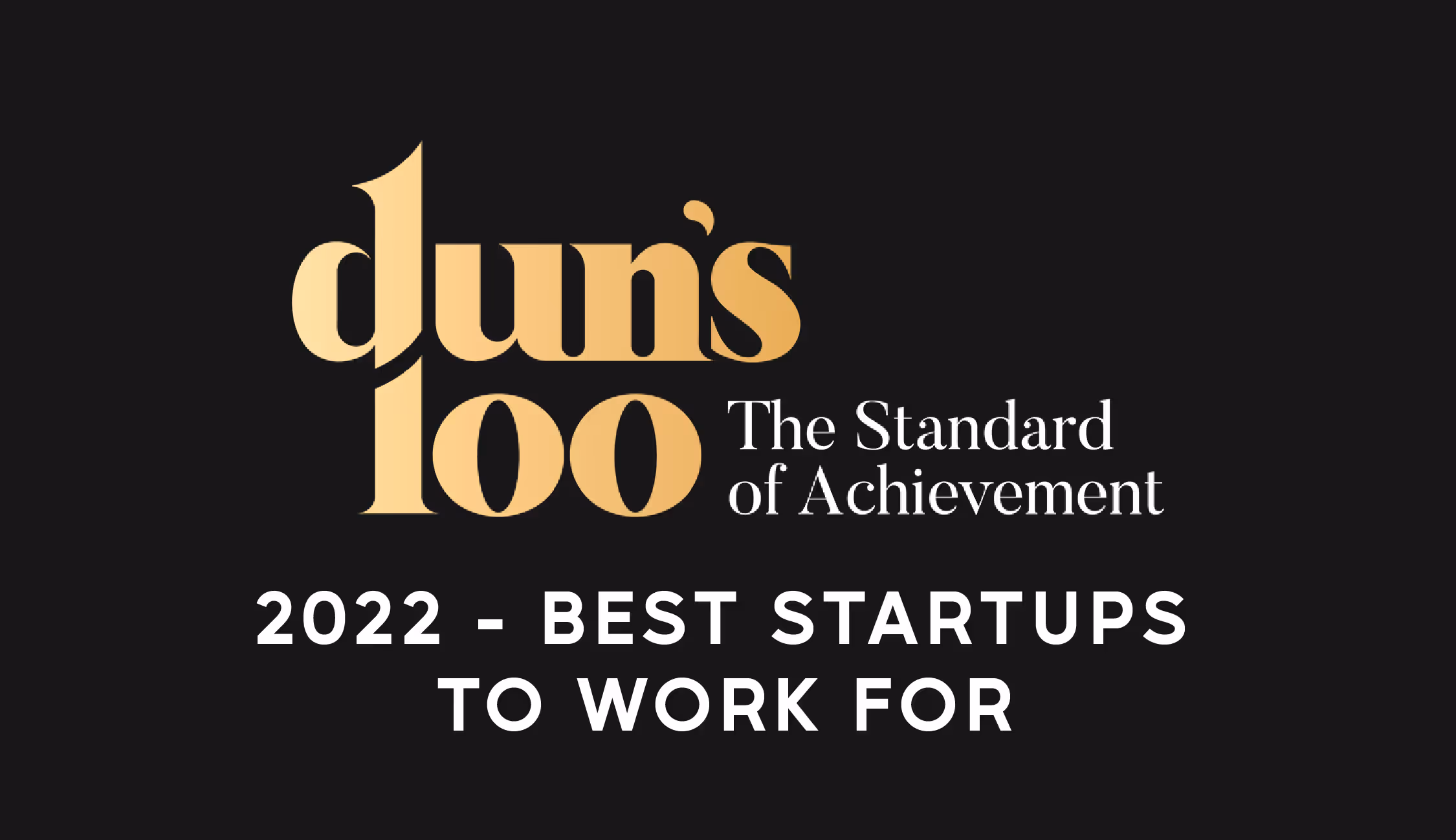 Dun's 100 Best Startups to Work For 2022 logo with a blue background.
