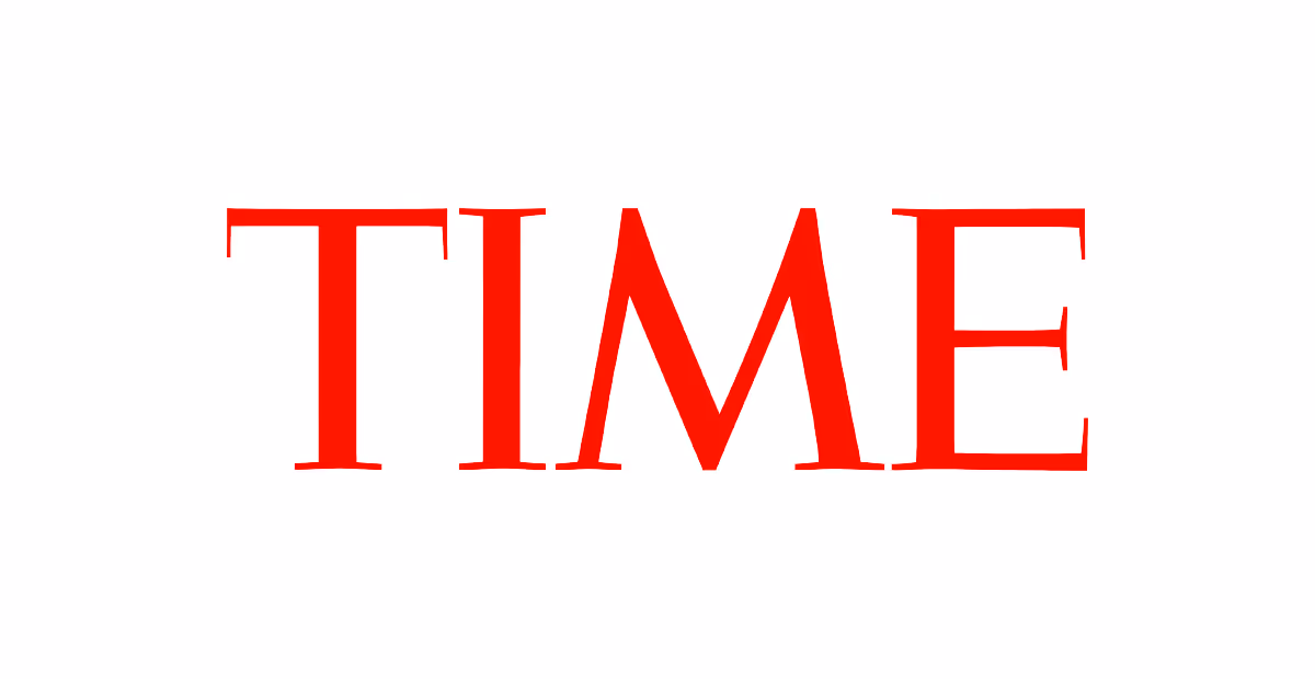 Time magazine logo in red text on a white background.