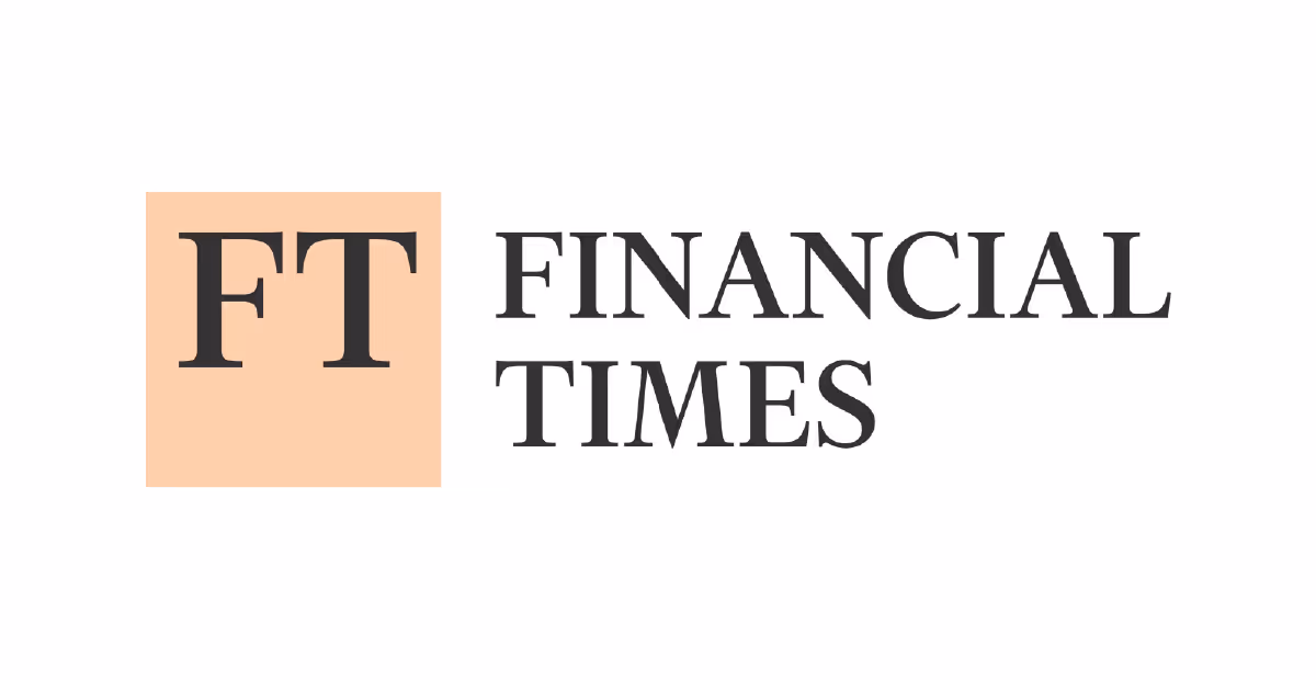 Logo of the Financial Times with 'FT' in a peach-colored square and 'Financial Times' text next to it.
