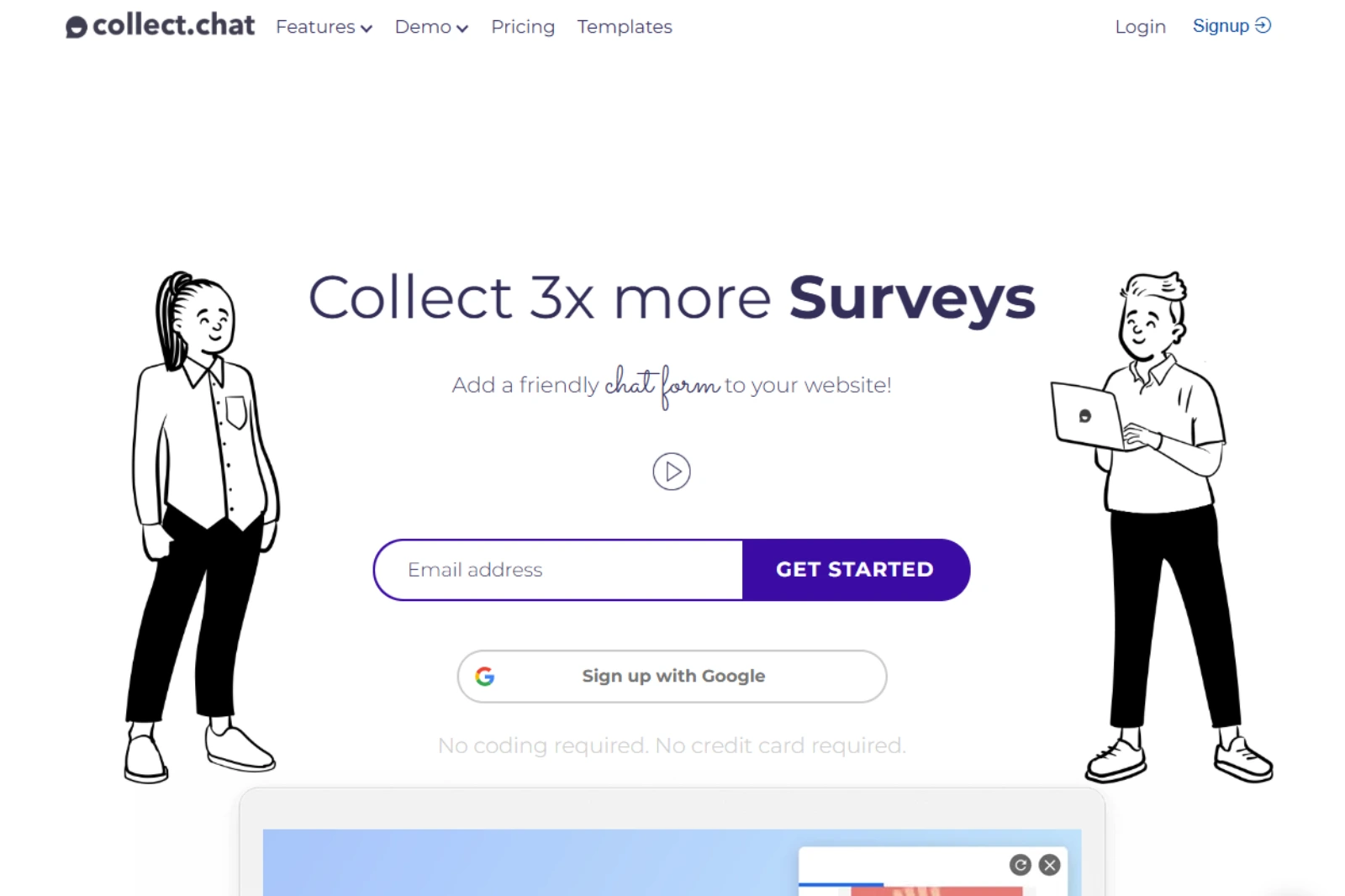 home page of Collect.chat