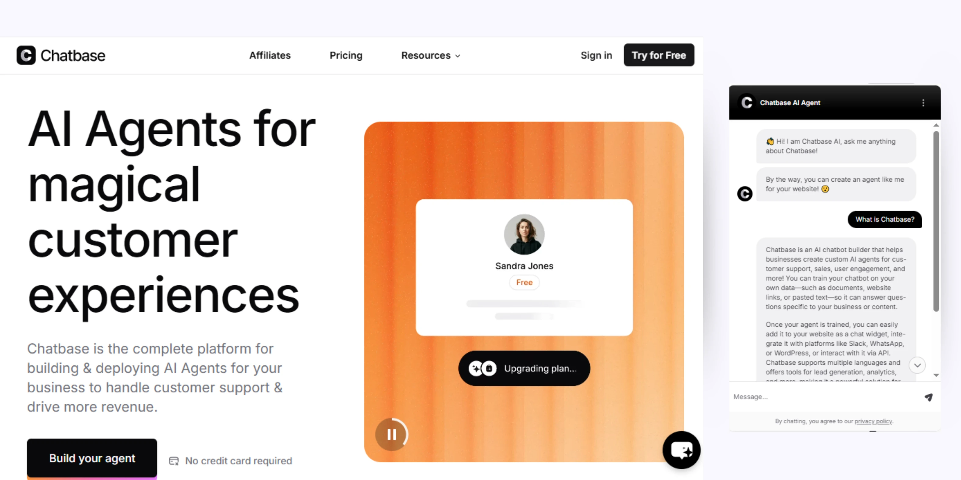 home page of Chatbase