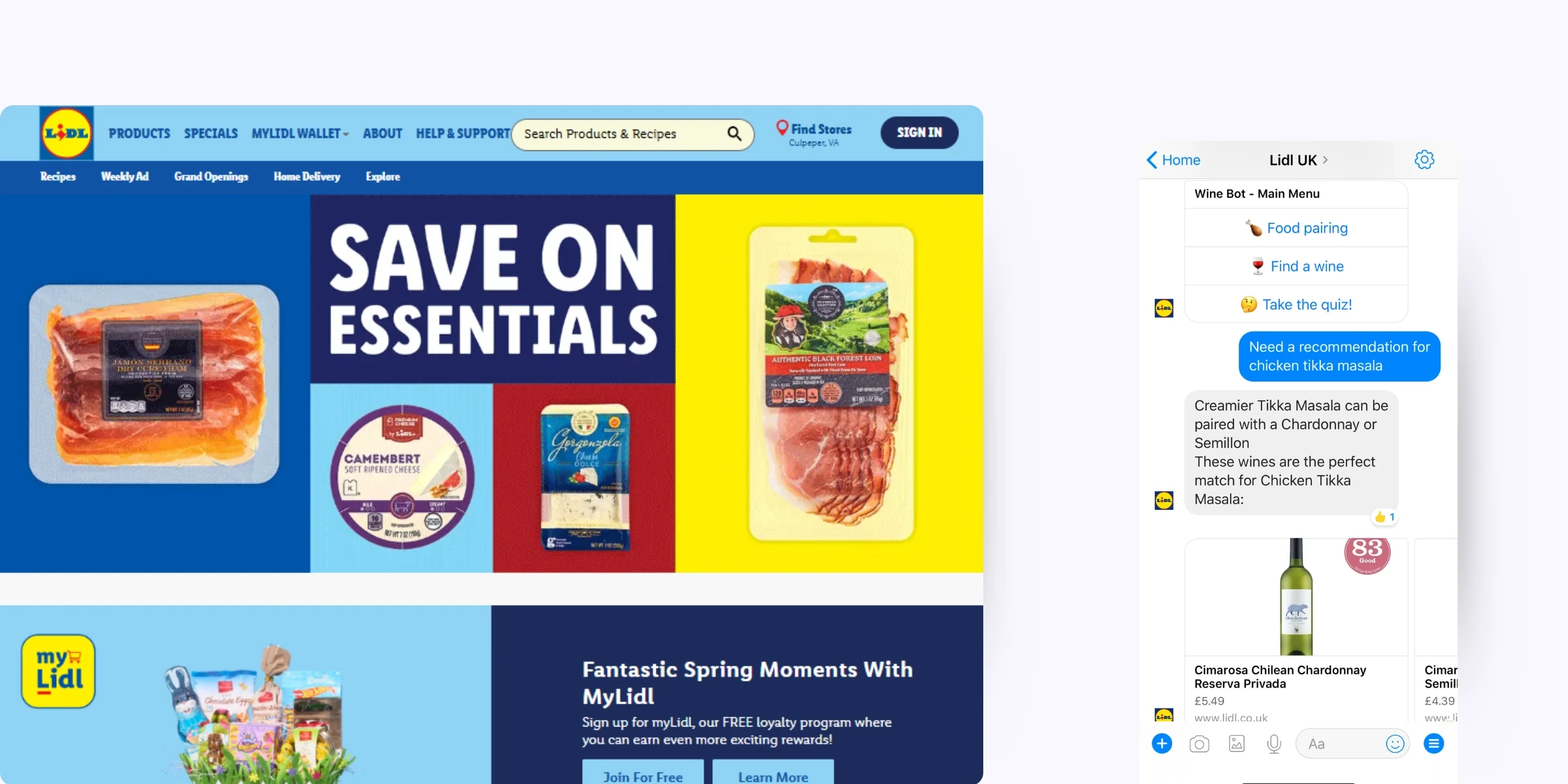 home page of Lidl - Winebot Margot