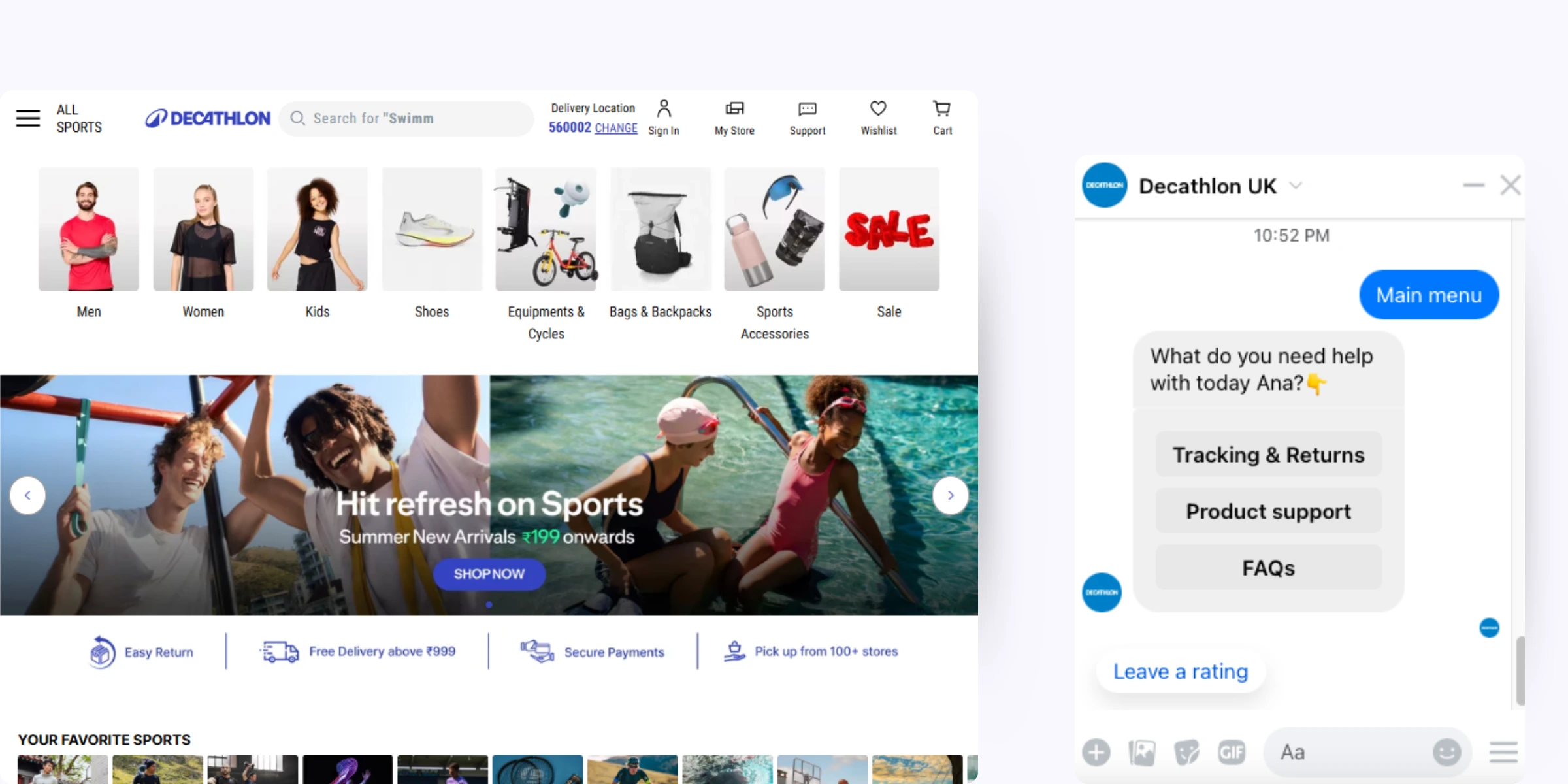 home page of Decathlon - Product Assistant