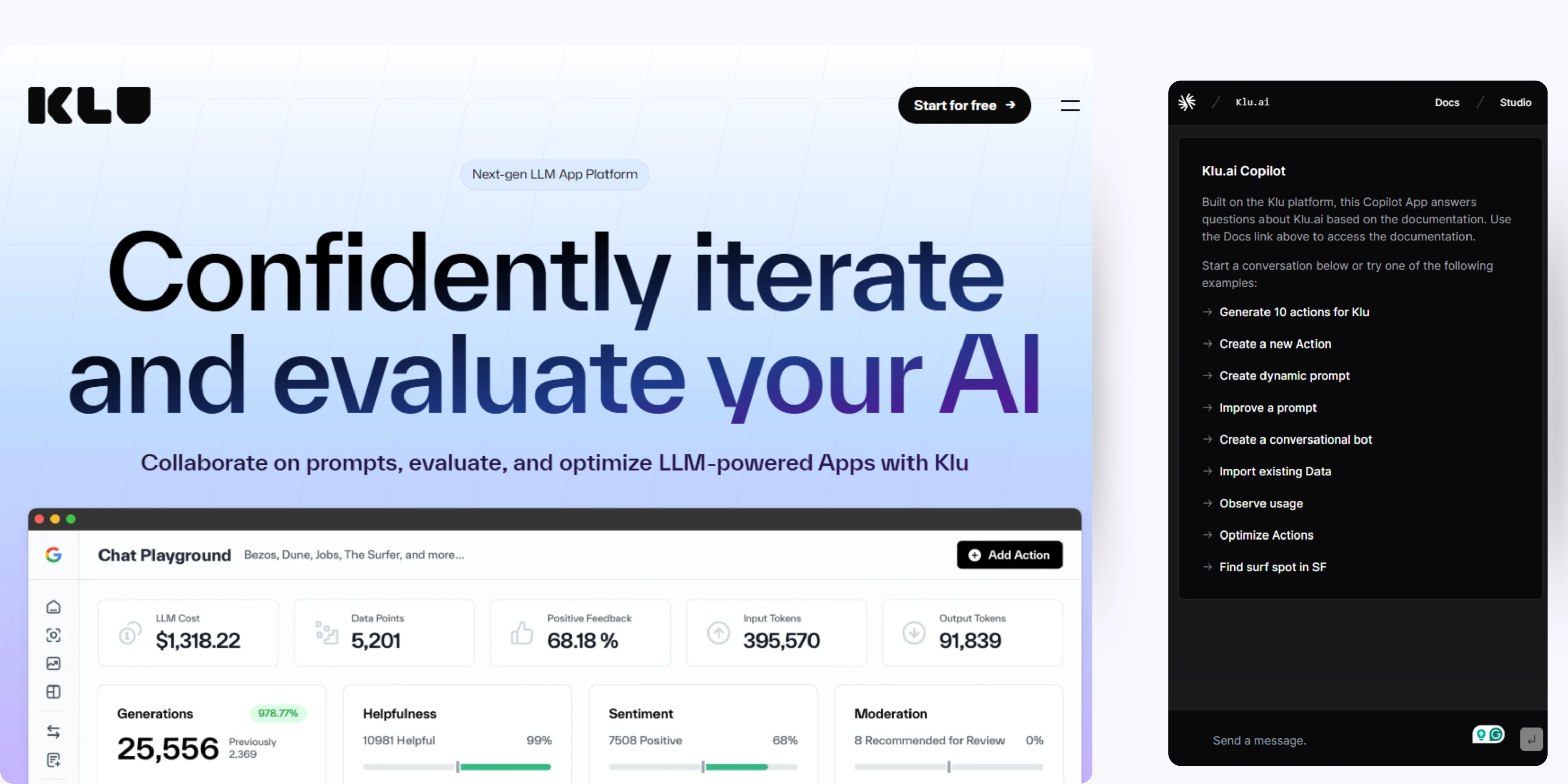 home page of Klu.ai PDF Assistant